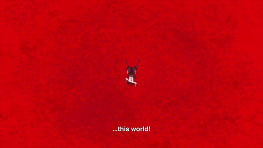 The field is now completely red. Kaneki finishes '...this world!'