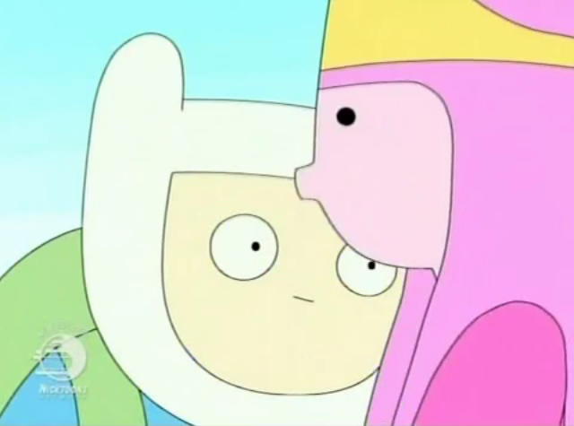 adventure time finn and princess bubblegum kiss on the lips