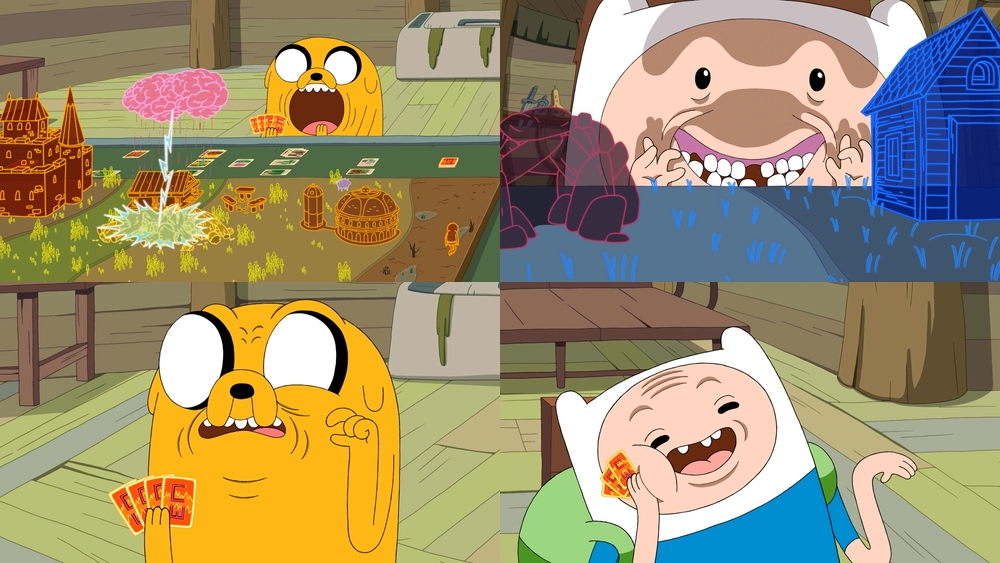 A collection of still showing the extreme expressions used in this episode. Characters' faces are hyper distorted, wrinkled and shaded.