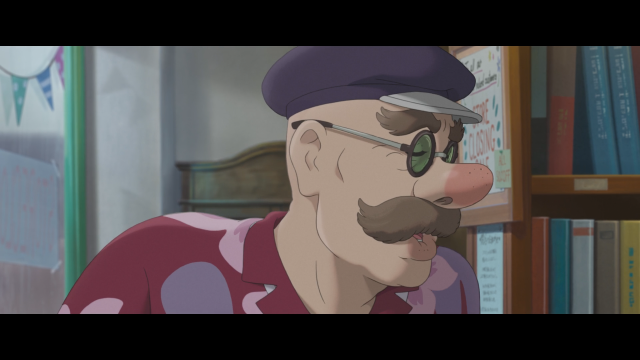 Still from The Imaginary. Mr Bunting, wearing a cap and a Hawaiian shirt, sniffs with his big red nose.