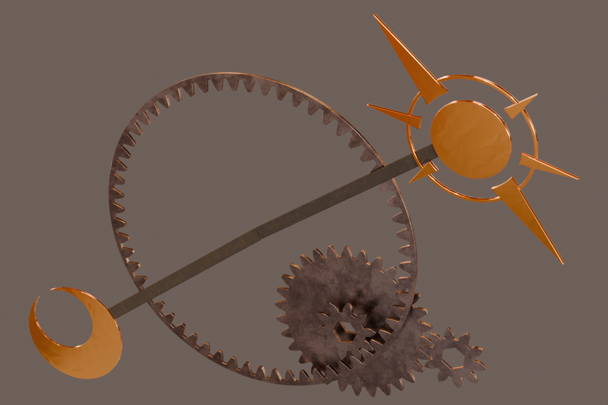The sun/moon gear train system, rendered in brighter light.