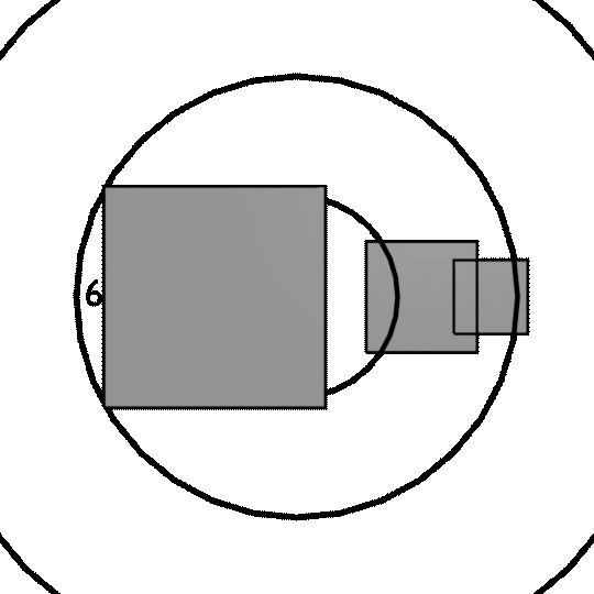 Blender animation of three rotating squares in 3D space.