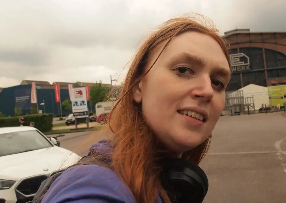 Selfie with the E-Werk building looming in the background.