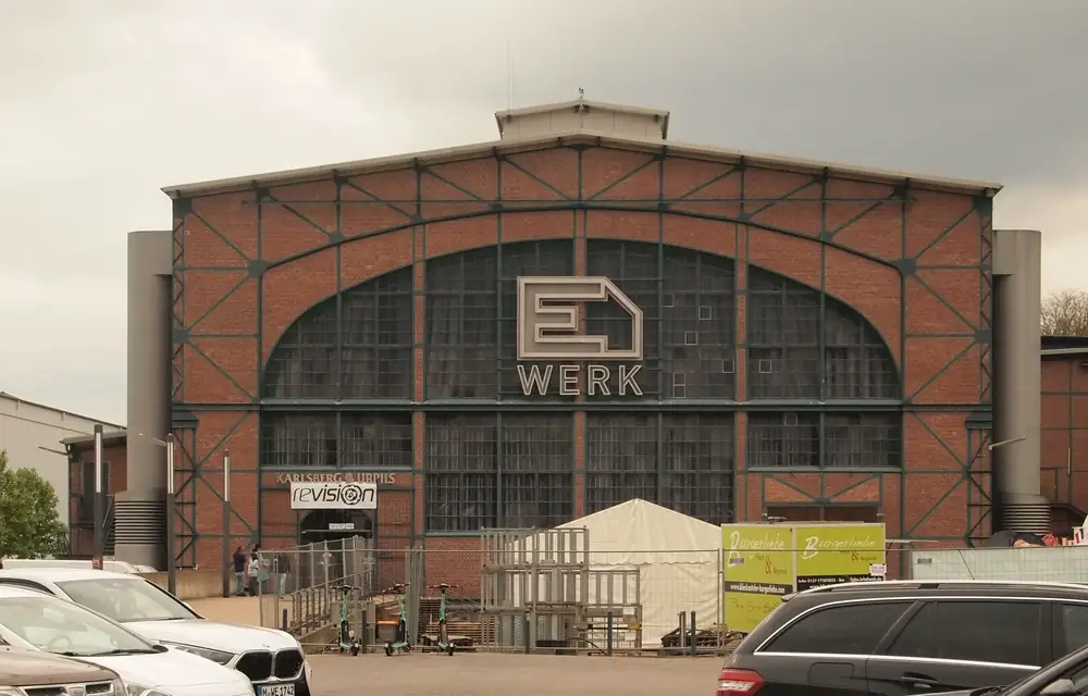 The E-Werk seen from the front, across the carpark.