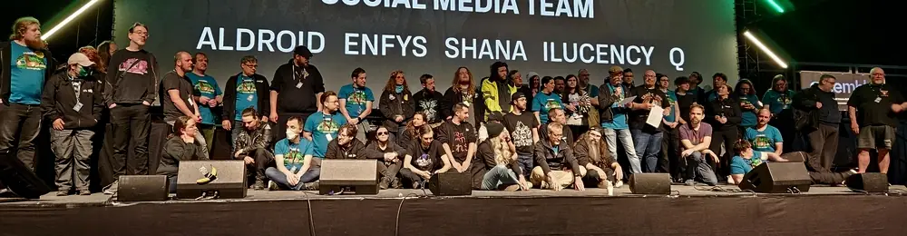 The organisers taking the stage at the end.