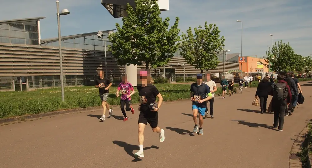 A group of people on the 5K run.