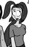 Cropped image of Grace. She has slightly darker skin than the other characters, brown hair, and bizarre bangs that are unnaturally suspended (which we eventually learn hide alien antennae).