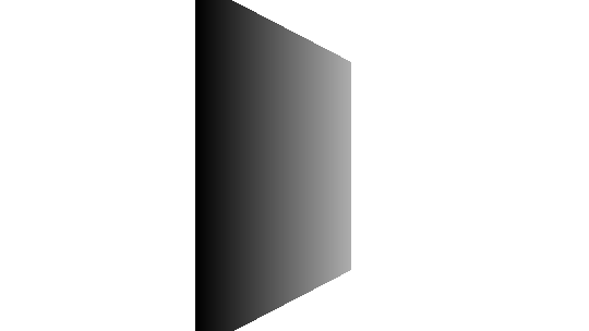 The same trapezium, with a gradient along it representing the depth from the camera. Near to the camera, the trapezium is dark, and as we move further away it gets lighter. The background is white.