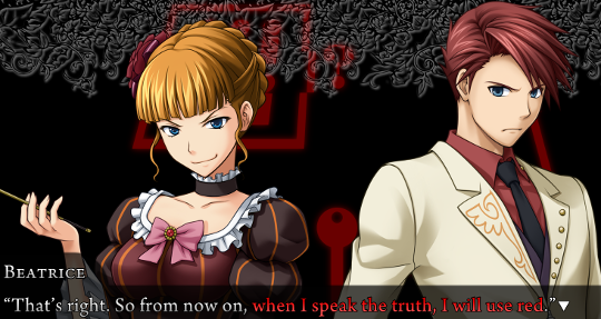 Beatrice: “That’s right. So from no own, [red]when I speak the truth, I will use red[/red].”