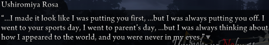 Rosa to Maria: “…I made it look like I was putting you first, …but I was laways putting you off. I went to your sports day, i went to parent’s day, …but I was always thinking about how I appeared to the world, and you were never in my eyes.”