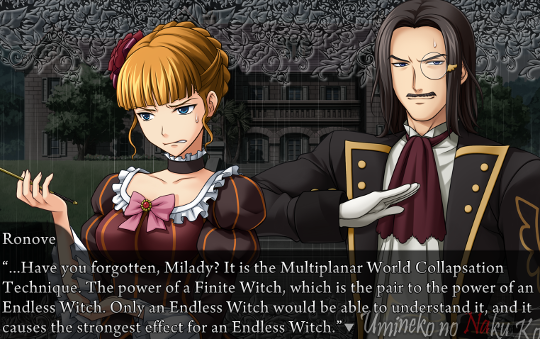 Ronove to Beatrice: “…Have you forgotten, Milady? It is the Multiplanar World Collapsation Technique. The power of a Finite Witch, which is the pair to the power of an Endless Witch. Only an Endless Witch would be able to understand it, and it causes the strongest effect for an Endless Witch.”