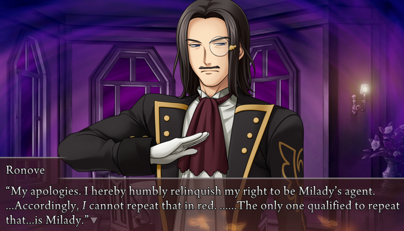 Ronove: My apologies. I hereby humbly relinquish my right to be Milady's agent. ...Accordingly, I cannot repeat that in red. ......The only one qualified to repeat that...is Milady.