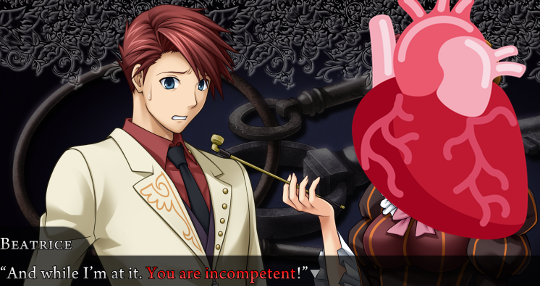 The 'you are incompetent!' redtext scene with the Anatomical Heart emoji pasted over Beatrice.