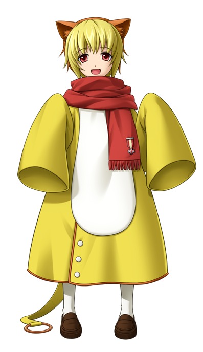 Full sprite of Sakutarou, showing how his tunic extends down to his ankles like a dress, and he has a small tail trailing on the floor.