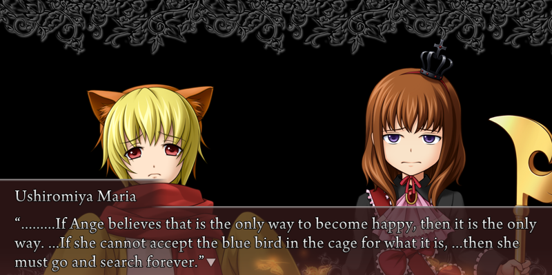 Maria: .........If Ange believes that is the only way to become happy, then it is the only way. ...If she cannot accept the blue bird in the cage for what it is, ...then she must go and search forever.