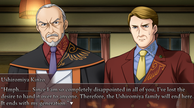 Kinzo: Hmph......... Since I am so completely disappointed in all of you, I've lost the desire to hand it over to anyone. Therefore, the Ushiromiya family will end here. It ends with my generation.