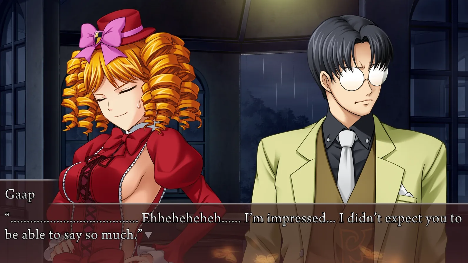 George looks to the side as Gaap says 'Ehheheheheh...... I'm impressed... I didn't expect you to be able to say so much.'