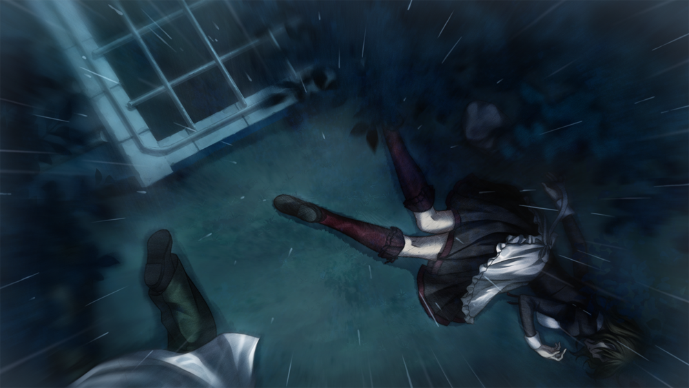 Illustration of Kyrie and Nanjo lying by the well.