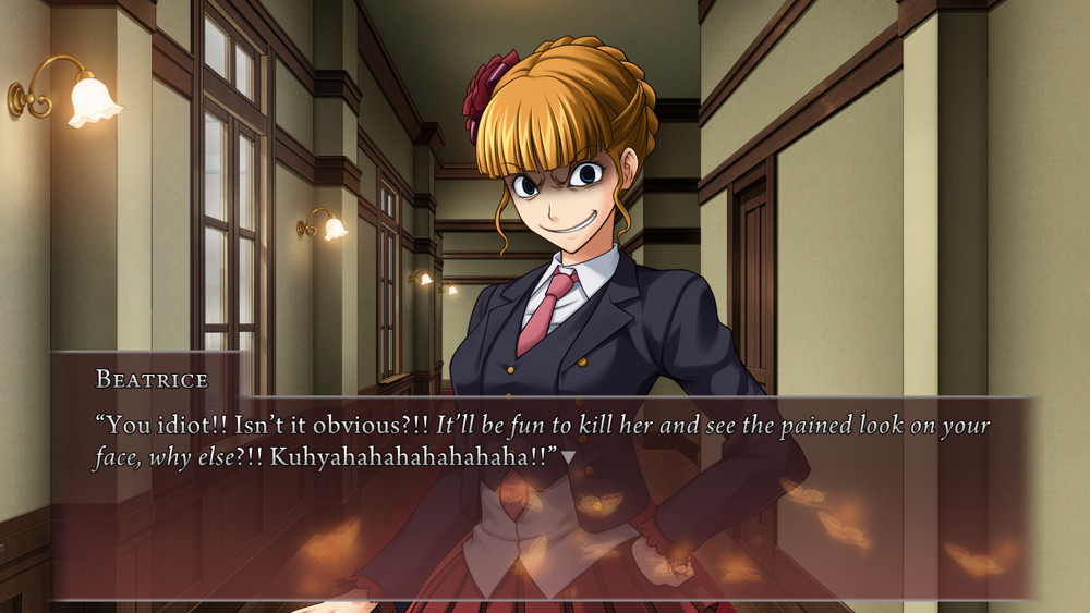 Beatrice: 'You idiot!! Isn't it obvious?!! It'll be fun to kill her and see the pained look on your face, why else?!!'