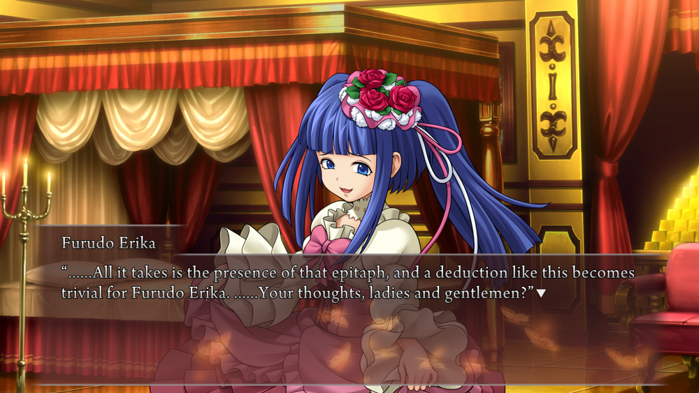 Erika: ......All it takes is the presence of that epitaph, and a deduction like this becomes trivial for Furudo Erika. ......Your thoughts, ladies and gentlemen?