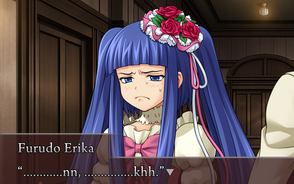 Erika at a loss for words after Battler pwned her on trivia knowledge.