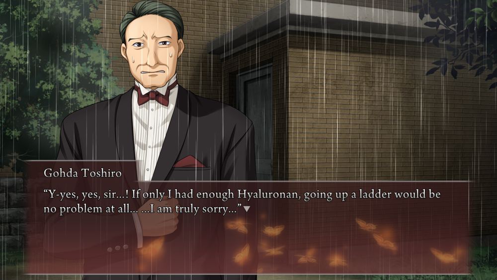 Gohda: Y‐yes, yes, sir...! If only I had enough Hyaluronan, going up a ladder would be no problem at all... ...I am truly sorry...