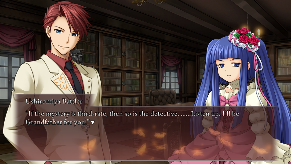 Battler: If the mystery is third‐rate, then so is the detective. ......Listen up. I'll be Grandfather for you.