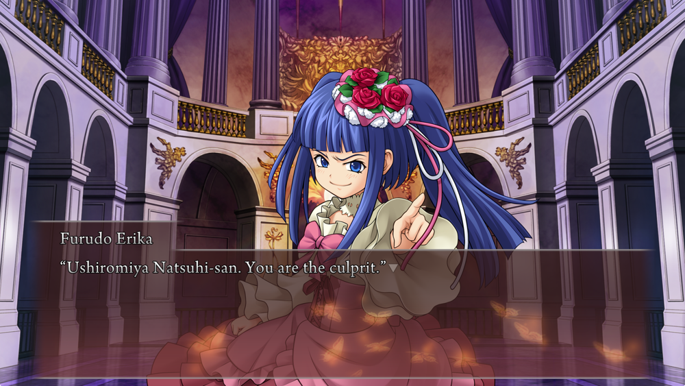 Erika: Ushiromiya Natsuhi-san. You are the culprit.