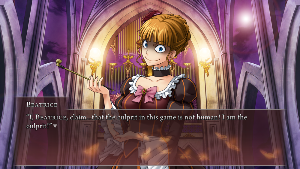 Beatrice: I, Beatrice, claim... that the culprit in this game is not {y:0:Human}{n:0:human}! I am the culprit!
